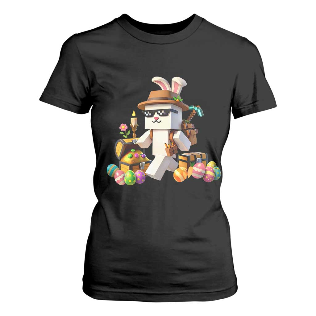 Funny Easter Day Bunny Miner Egg Video Game T Shirt For Women TS11 Black Print Your Wear