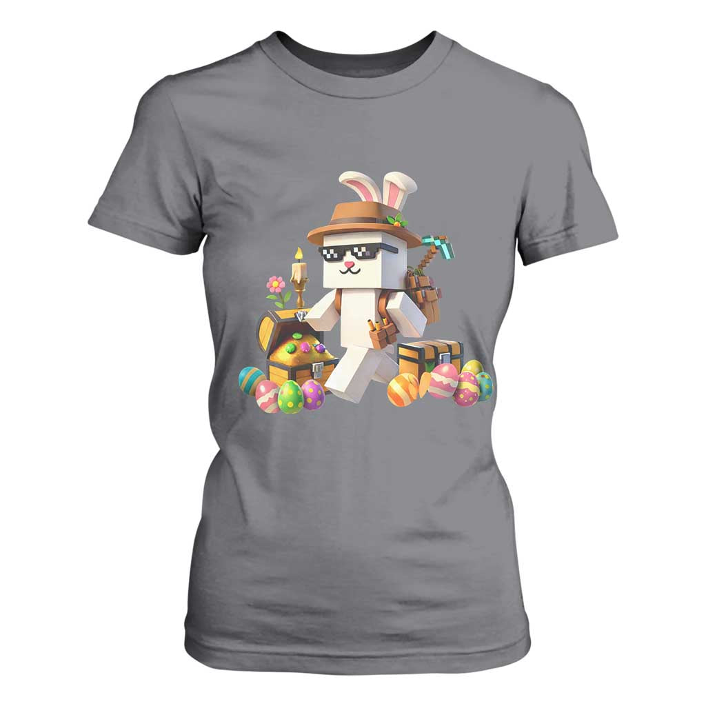Funny Easter Day Bunny Miner Egg Video Game T Shirt For Women TS11 Charcoal Print Your Wear