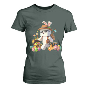 Funny Easter Day Bunny Miner Egg Video Game T Shirt For Women TS11 Dark Forest Green Print Your Wear