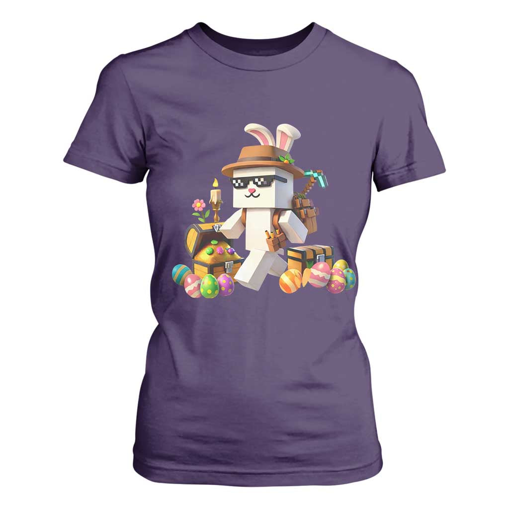 Funny Easter Day Bunny Miner Egg Video Game T Shirt For Women TS11 Purple Print Your Wear