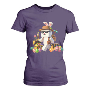 Funny Easter Day Bunny Miner Egg Video Game T Shirt For Women TS11 Purple Print Your Wear