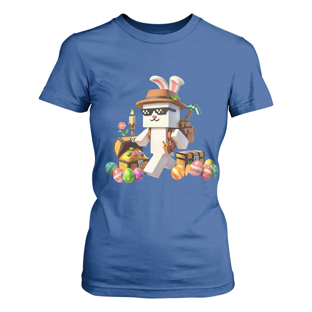 Funny Easter Day Bunny Miner Egg Video Game T Shirt For Women TS11 Royal Blue Print Your Wear