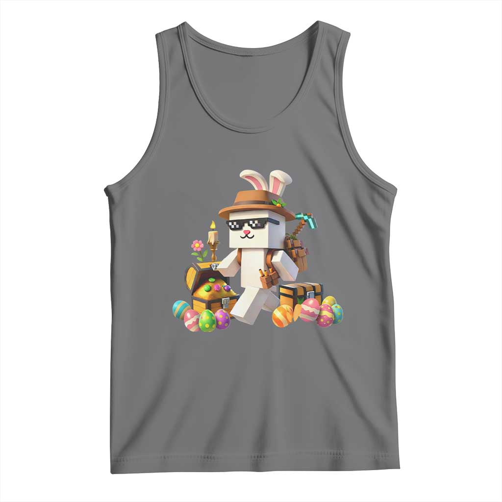 Funny Easter Day Bunny Miner Egg Video Game Tank Top TS11 Black Heather Print Your Wear