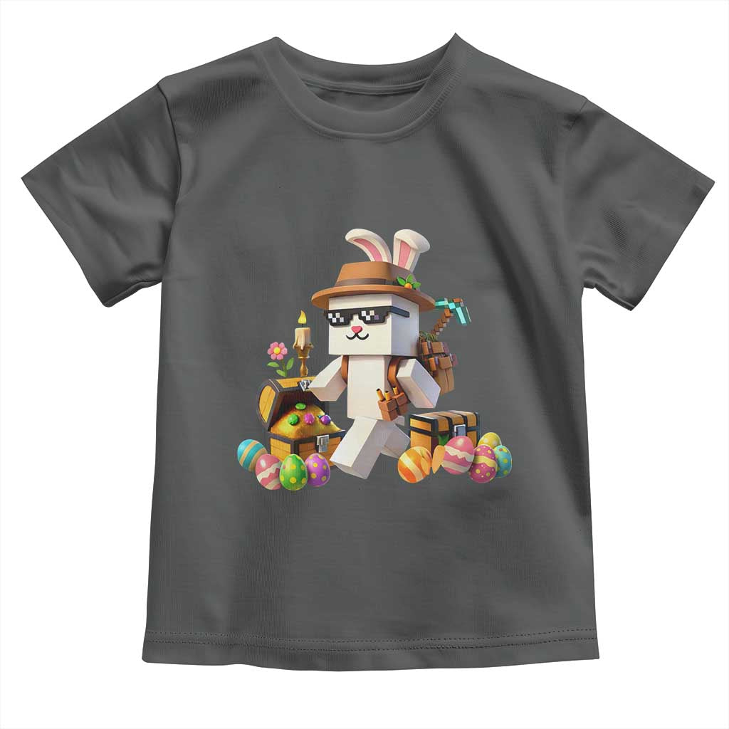 Funny Easter Day Bunny Miner Egg Video Game Toddler T Shirt TS11 Dark Heather Print Your Wear