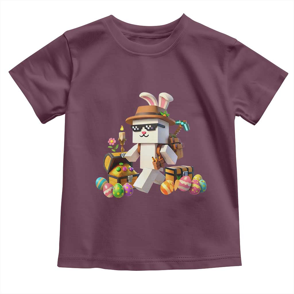 Funny Easter Day Bunny Miner Egg Video Game Toddler T Shirt TS11 Maroon Print Your Wear