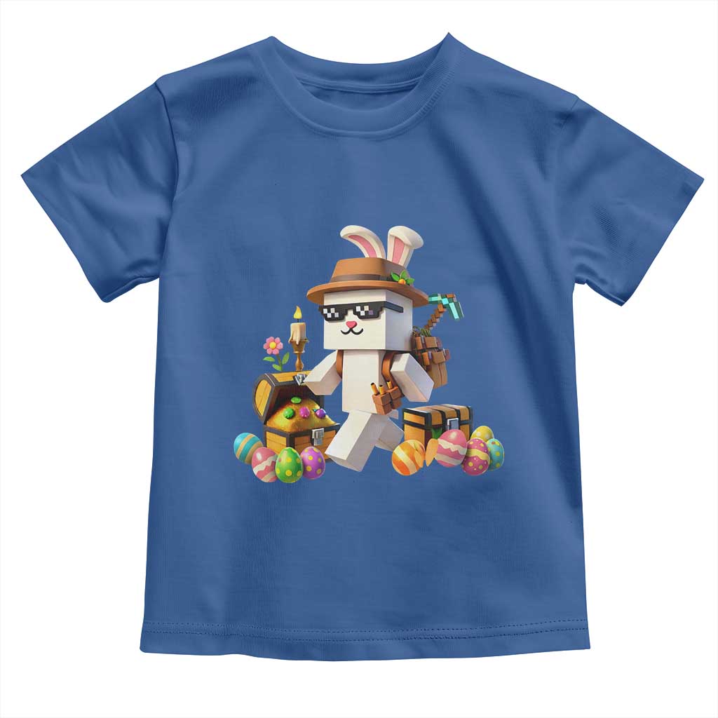Funny Easter Day Bunny Miner Egg Video Game Toddler T Shirt TS11 Royal Blue Print Your Wear