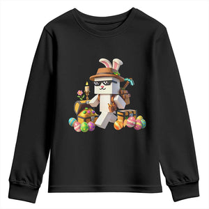 Funny Easter Day Bunny Miner Egg Video Game Youth Sweatshirt TS11 Black Print Your Wear