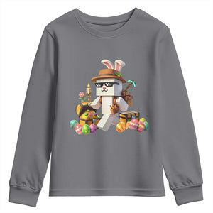 Funny Easter Day Bunny Miner Egg Video Game Youth Sweatshirt TS11 Charcoal Print Your Wear