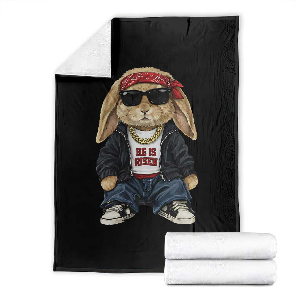 Hip Hop Easter Bunny He is Risen Jesus Religious Christian Throw Blanket TS11 Black Print Your Wear
