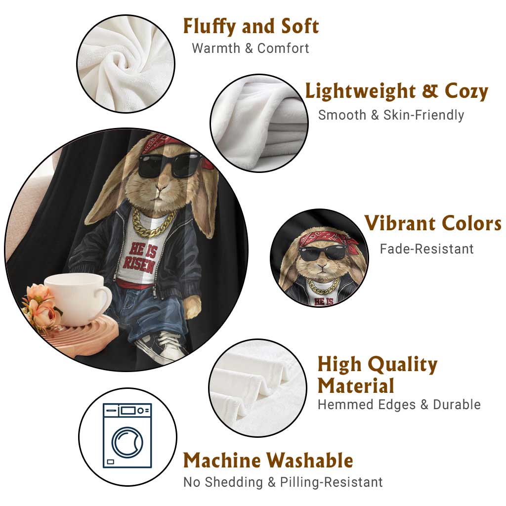 Hip Hop Easter Bunny He is Risen Jesus Religious Christian Throw Blanket TS11 Print Your Wear