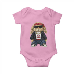 Hip Hop Easter Bunny He is Risen Jesus Religious Christian Baby Onesie TS11 Light Pink Print Your Wear