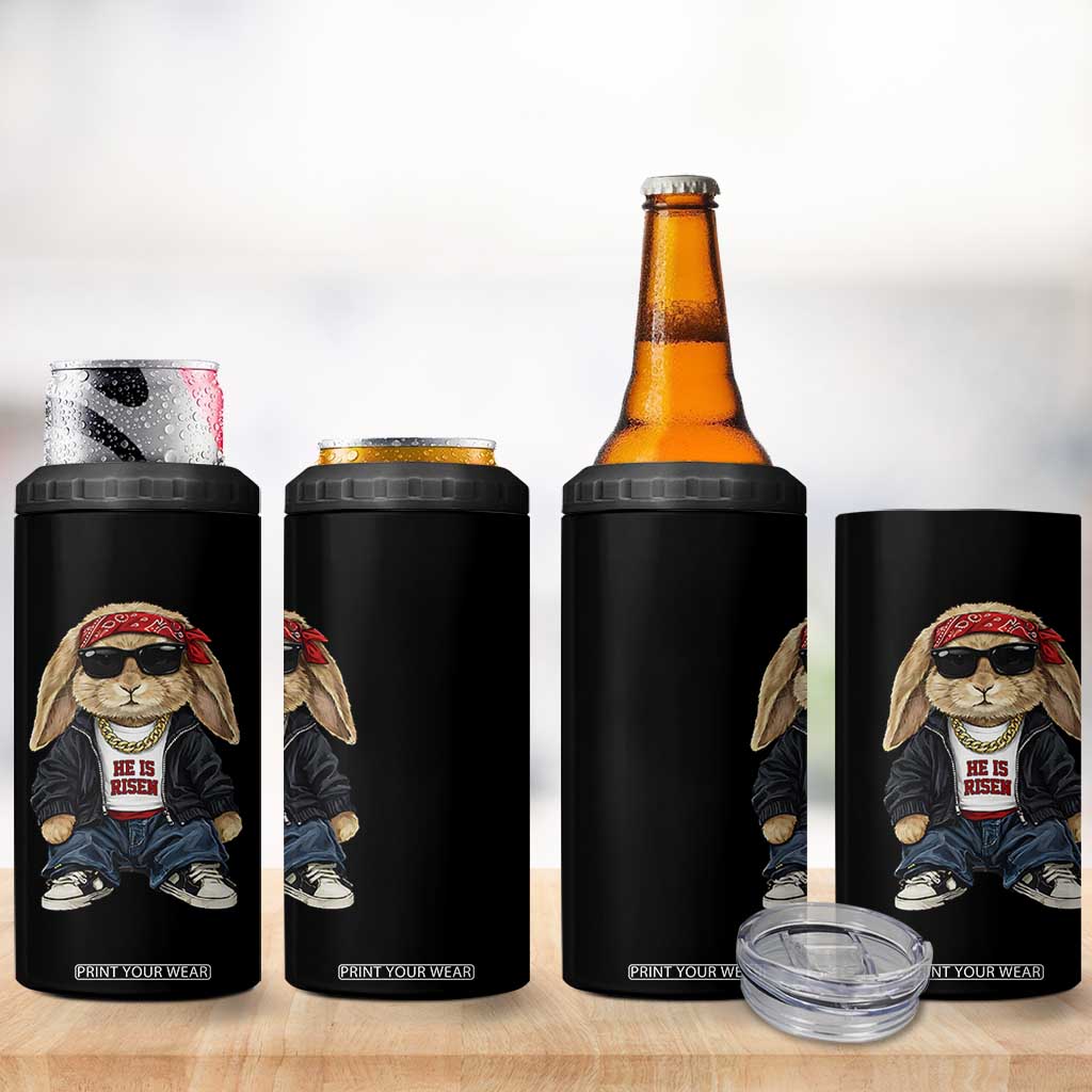 Hip Hop Easter Bunny He is Risen Jesus Religious Christian 4 in 1 Can Cooler Tumbler TS11 Print Your Wear