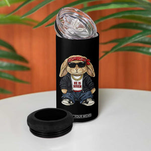Hip Hop Easter Bunny He is Risen Jesus Religious Christian 4 in 1 Can Cooler Tumbler TS11 Print Your Wear