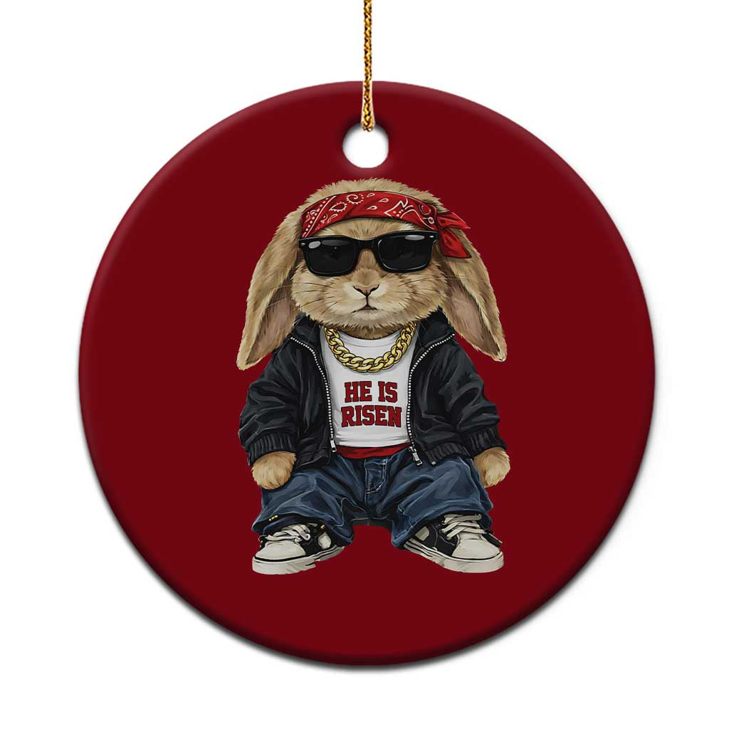Hip Hop Easter Bunny He is Risen Jesus Religious Christian Ceramic Ornament TS11 1pc Red Print Your Wear