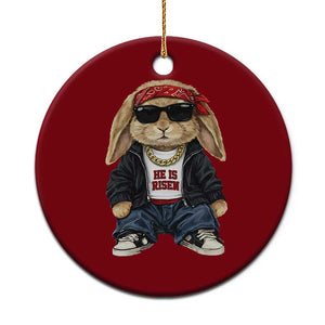 Hip Hop Easter Bunny He is Risen Jesus Religious Christian Ceramic Ornament TS11 1pc Red Print Your Wear