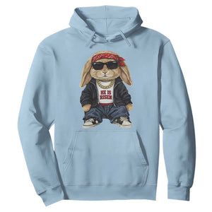 Hip Hop Easter Bunny He is Risen Jesus Religious Christian Hoodie TS11 Light Blue Print Your Wear