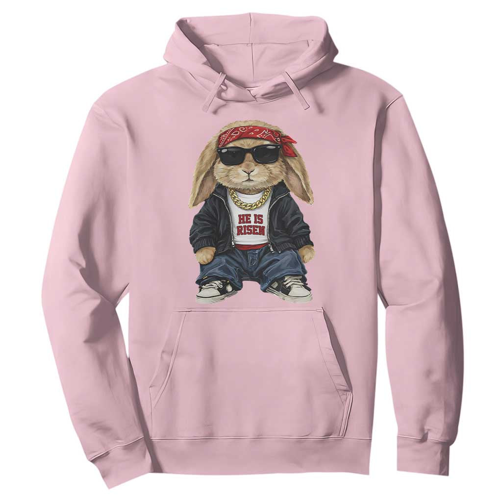 Hip Hop Easter Bunny He is Risen Jesus Religious Christian Hoodie TS11 Light Pink Print Your Wear