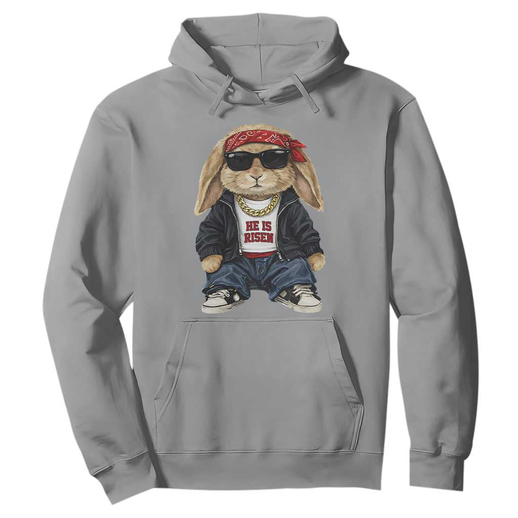 Hip Hop Easter Bunny He is Risen Jesus Religious Christian Hoodie TS11 Sport Gray Print Your Wear