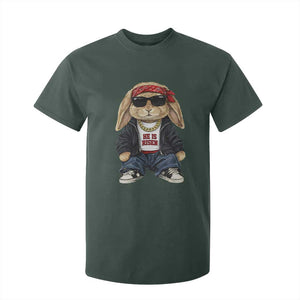 Hip Hop Easter Bunny He is Risen Jesus Religious Christian T Shirt For Kid TS11 Dark Forest Green Print Your Wear