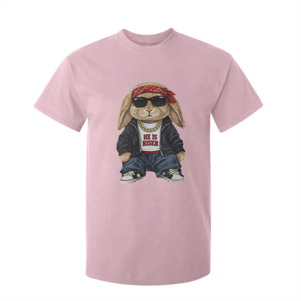 Hip Hop Easter Bunny He is Risen Jesus Religious Christian T Shirt For Kid TS11 Light Pink Print Your Wear