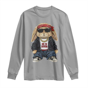 Hip Hop Easter Bunny He is Risen Jesus Religious Christian Long Sleeve Shirt TS11 Sport Gray Print Your Wear