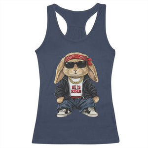 Hip Hop Easter Bunny He is Risen Jesus Religious Christian Racerback Tank Top TS11 Navy Print Your Wear