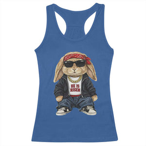 Hip Hop Easter Bunny He is Risen Jesus Religious Christian Racerback Tank Top TS11 Royal Blue Print Your Wear