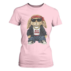 Hip Hop Easter Bunny He is Risen Jesus Religious Christian T Shirt For Women TS11 Light Pink Print Your Wear