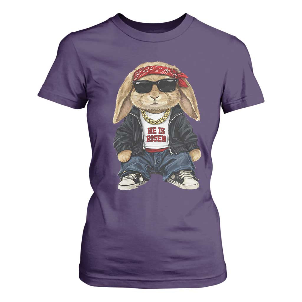 Hip Hop Easter Bunny He is Risen Jesus Religious Christian T Shirt For Women TS11 Purple Print Your Wear
