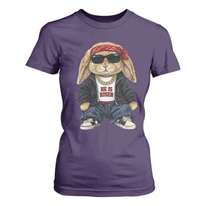 Hip Hop Easter Bunny He is Risen Jesus Religious Christian T Shirt For Women TS11 Purple Print Your Wear