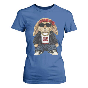 Hip Hop Easter Bunny He is Risen Jesus Religious Christian T Shirt For Women TS11 Royal Blue Print Your Wear