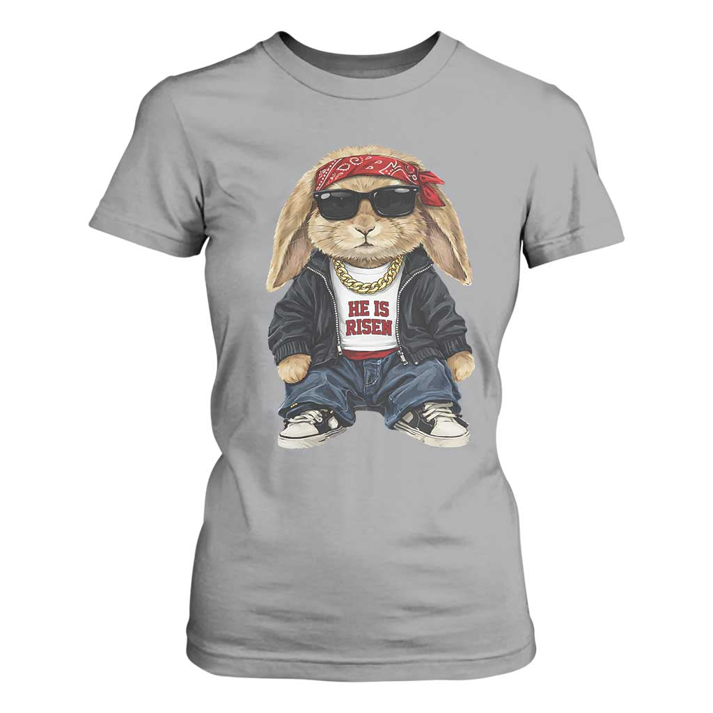 Hip Hop Easter Bunny He is Risen Jesus Religious Christian T Shirt For Women TS11 Sport Gray Print Your Wear