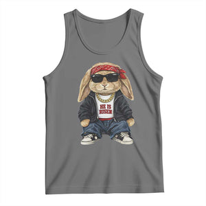 Hip Hop Easter Bunny He is Risen Jesus Religious Christian Tank Top TS11 Black Heather Print Your Wear