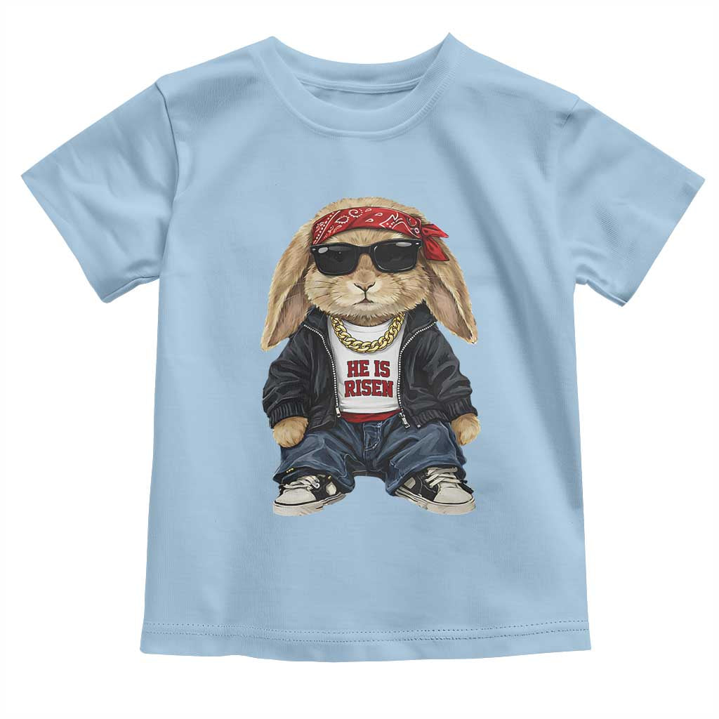 Hip Hop Easter Bunny He is Risen Jesus Religious Christian Toddler T Shirt TS11 Light Blue Print Your Wear