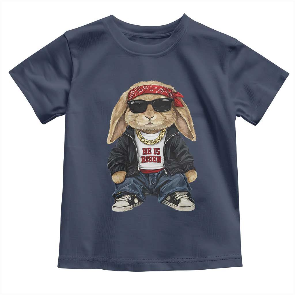 Hip Hop Easter Bunny He is Risen Jesus Religious Christian Toddler T Shirt TS11 Navy Print Your Wear