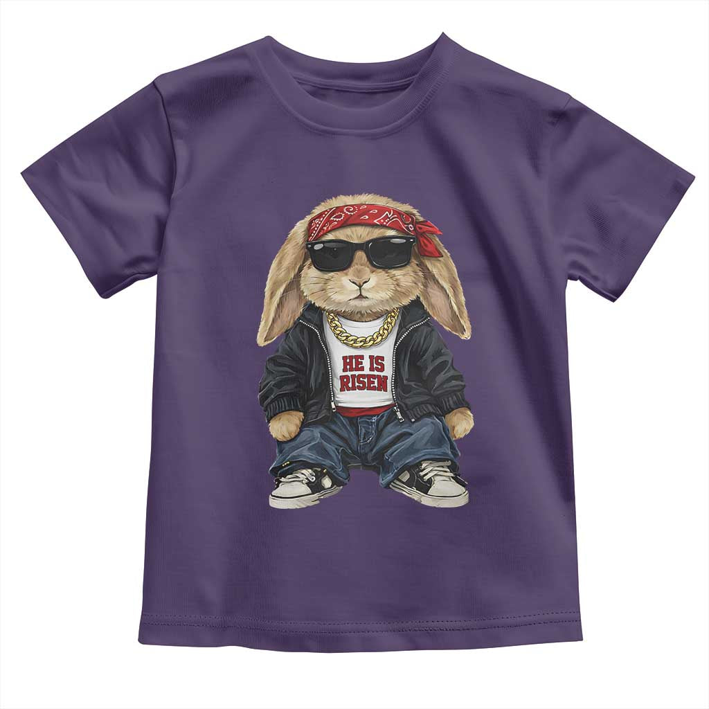 Hip Hop Easter Bunny He is Risen Jesus Religious Christian Toddler T Shirt TS11 Purple Print Your Wear