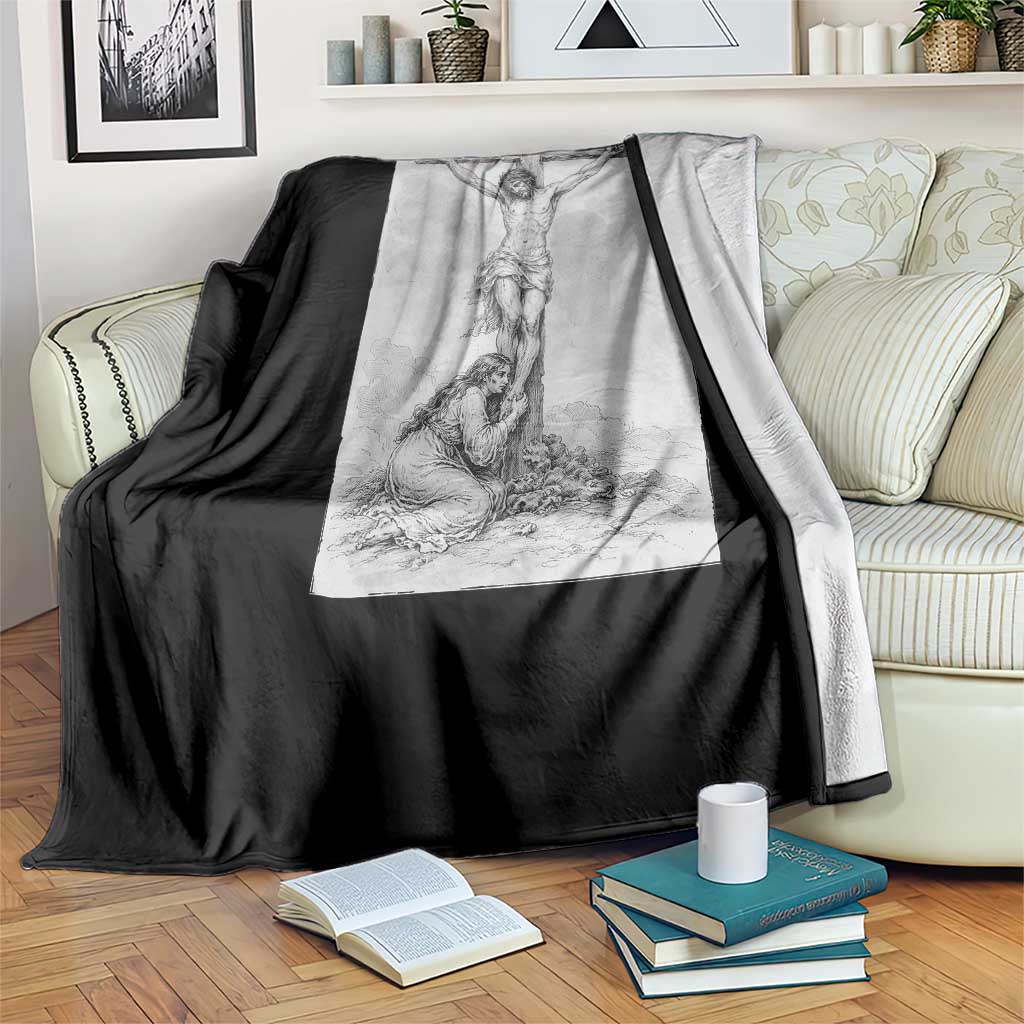 Jesus and St Mary Magdalene At The Cross Throw Blanket Vintage Catholic Lent TS11 Print Your Wear