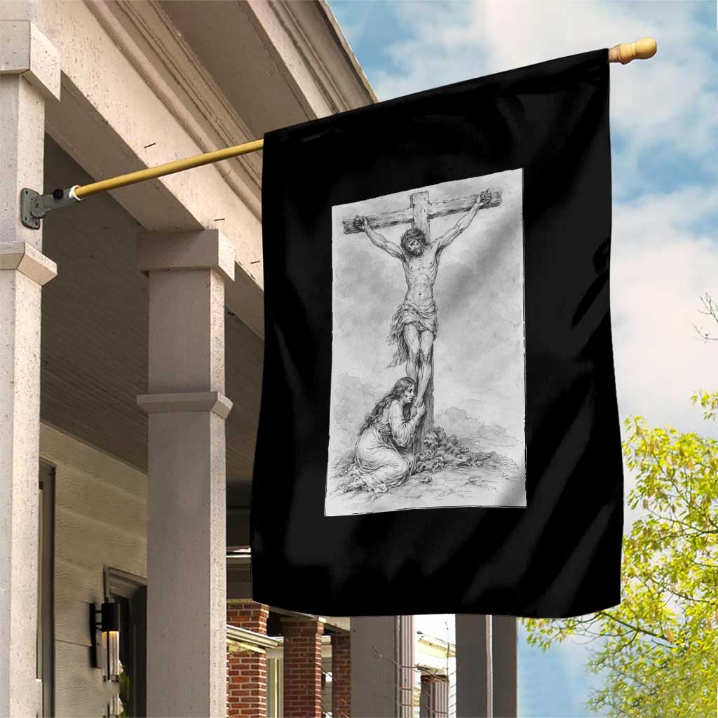 Jesus and St Mary Magdalene At The Cross Garden Flag Vintage Catholic Lent TS11 Print Your Wear