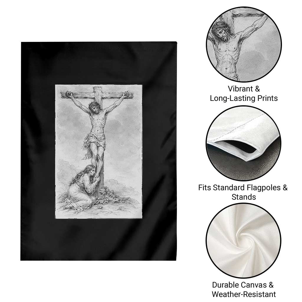 Jesus and St Mary Magdalene At The Cross Garden Flag Vintage Catholic Lent TS11 Print Your Wear