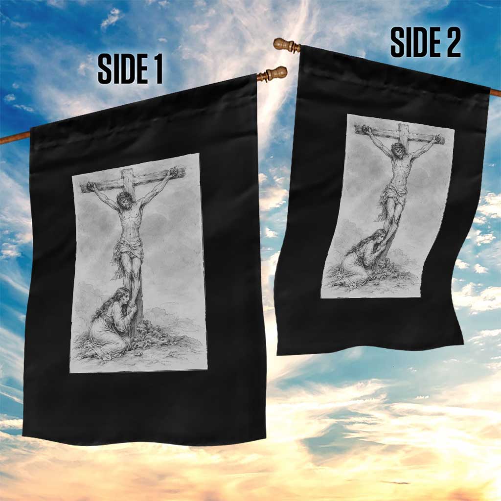 Jesus and St Mary Magdalene At The Cross Garden Flag Vintage Catholic Lent TS11 Print Your Wear