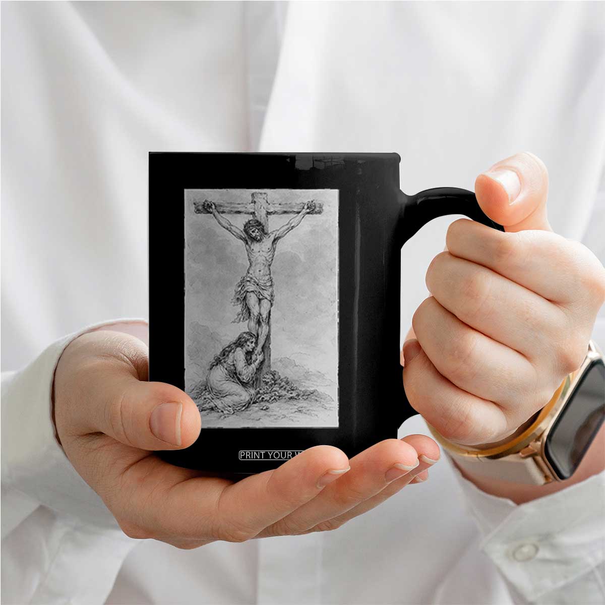 Jesus and St Mary Magdalene At The Cross Coffee Mug Vintage Catholic Lent TS11 Print Your Wear
