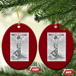 Jesus and St Mary Magdalene At The Cross Ceramic Ornament Vintage Catholic Lent TS11 Print Your Wear