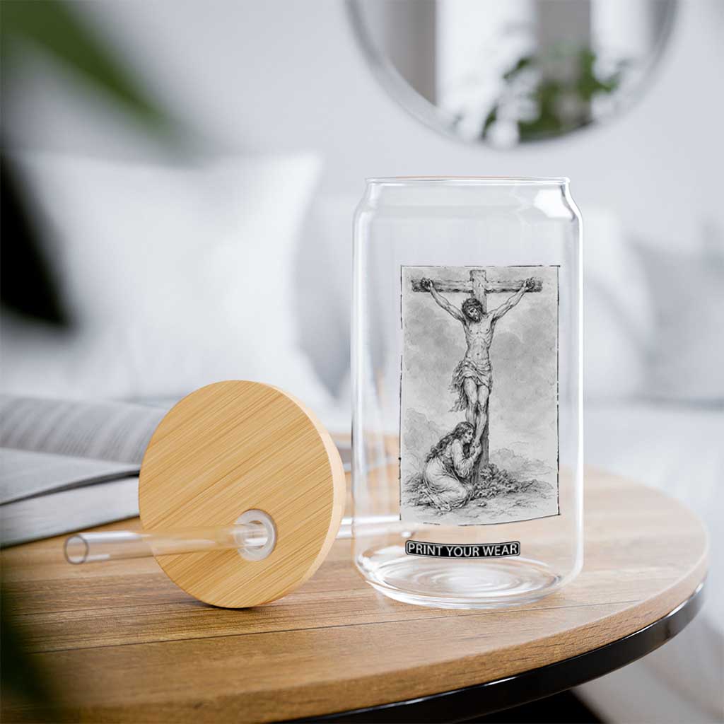 Jesus and St Mary Magdalene At The Cross Glass Can Vintage Catholic Lent TS11 Print Your Wear