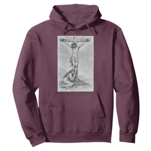 Jesus and St Mary Magdalene At The Cross Hoodie Vintage Catholic Lent TS11 Maroon Print Your Wear