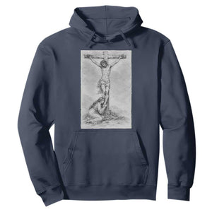 Jesus and St Mary Magdalene At The Cross Hoodie Vintage Catholic Lent TS11 Navy Print Your Wear
