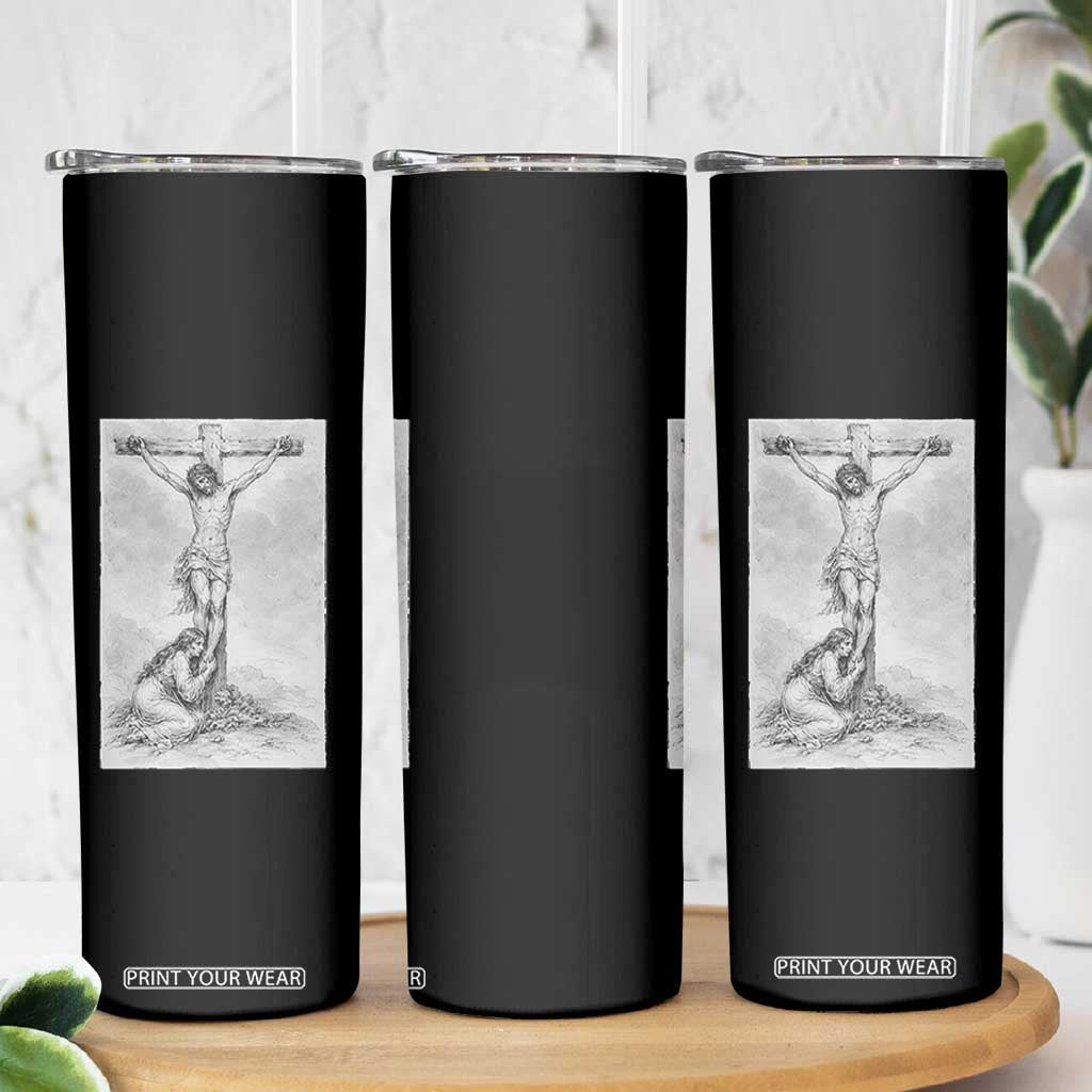 Jesus and St Mary Magdalene At The Cross Skinny Tumbler Vintage Catholic Lent TS11 Print Your Wear