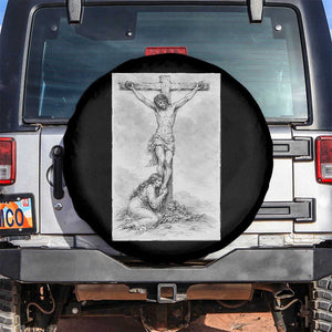Jesus and St Mary Magdalene At The Cross Spare Tire Cover Vintage Catholic Lent TS11 No hole Black Print Your Wear