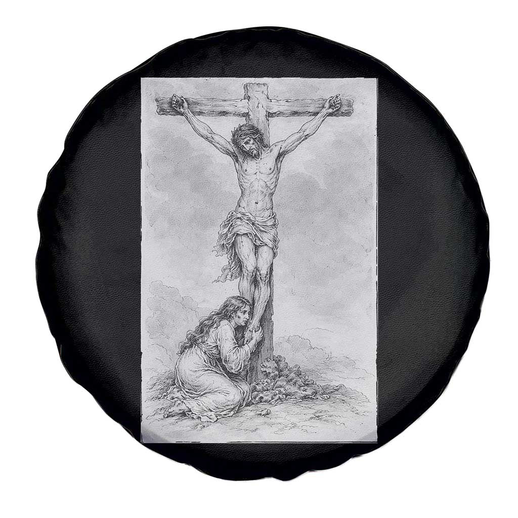 Jesus and St Mary Magdalene At The Cross Spare Tire Cover Vintage Catholic Lent TS11 Print Your Wear