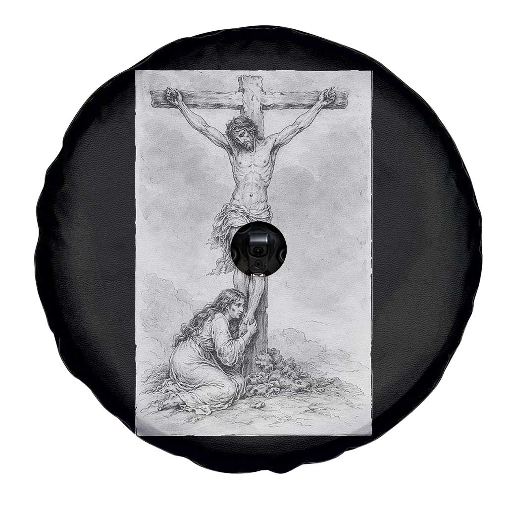 Jesus and St Mary Magdalene At The Cross Spare Tire Cover Vintage Catholic Lent TS11 Print Your Wear