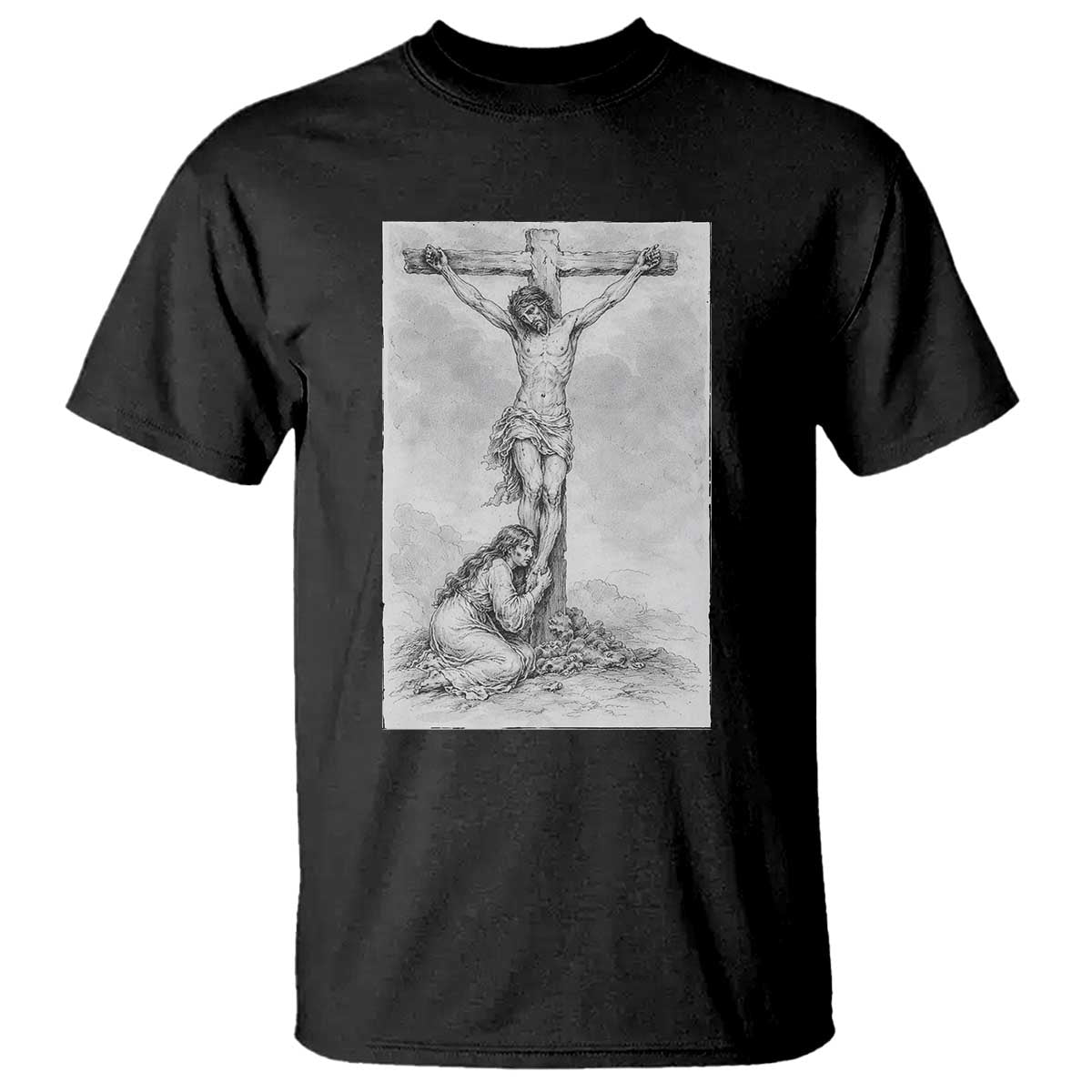 Jesus and St Mary Magdalene At The Cross T Shirt Vintage Catholic Lent TS11 Black Print Your Wear